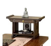 GEZHUCAO Tavolino Da Altare Per Meditazione In Bambù Con Vano Portaoggetti, Supporto Artigianale Per Statua Di Buddha Piattaforma Stabile Per Offerte, Preghiere, Puja(60x25x28cm/23.6x9.8x11in)