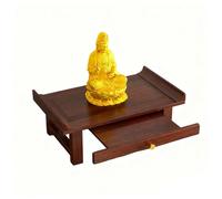 GEZHUCAO Tavolo Da Altare In Legno Massello Con Cassetto Estraibile, Mensola Intagliata A Mano Con Buddha Per Incenso E Meditazione - Tavolo Da Preghiera Da Con Spazio(60CM/23.62IN)