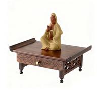 GEZHUCAO Tavolo Da Altare In Legno Massello, Supporto Per Altare Buddista Intagliato A Mano Con Vassoio Estraibile Per Incenso E Offerte,meditazione, Preghiera Puja(Wall-mounted,50CM/19.7IN)