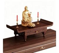 GEZHUCAO Tavolo Da Altare In Legno Massello, Supporto Per Altare Buddista Intagliato A Mano Con Vassoio Estraibile Per Incenso E Offerte,meditazione, Preghiera Puja(Desktop,40CM/15.7IN)