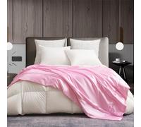 Gezu Coperta in raso, 150 x 200 cm, coperta in seta rosa, tinta unita, leggera, comoda, luce flash, per divano, universale, per letto, camera da letto, ufficio, coperta