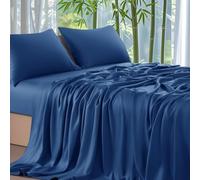 Gezu Lyocell - Lenzuolo con angoli elasticizzati in bambù, 90 x 200 cm, blu petrolio, antibatterico, morbido, in spugna, lucido, in fibra di bambù, 90 x 200 cm, per materassi fino a 30 cm