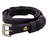 GF Ferre Black Leather Thin Gold Metal Chrome Buckle Belt - 85 cm / 34 Inches