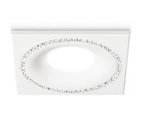 GFA191- FARETTO DA INCASSO CON STRASS QUADRATO 9,8X9,8CM BIANCO 1 LUCE ATTACCO GU10