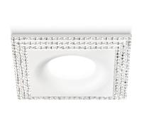 GFA211- FARETTO DA INCASSO CON 3 STRISCE STRASS QUADRATO 9,9X9,9CM BIANCO 1 LUCE ATTACCO GU10