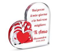 GFD Cuore Plexiglass Personalizzato con Foto e Dedica, Stampa Foto e Testo su Plexiglass Idea Regalo Originale San Valentino Matrimonio Anniversario - Dimensioni 14x14x1,5 cm (Cuore)