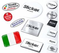 GFD - Etichette Adesive Personalizzate - A Rilievo 3D Resinate su Misura - Stampa a Colori con il tuo logo - Disponibile su 50-100-300-500pz - Misura:3X1,15cm - Rettangolare - Made in Italy