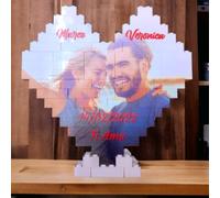 GFD - Mattoncini Costruzione Personalizzabili - Forma Cuore Grande - Personalizza con la tua foto preferita - Ideale come regalo per la festa del papà, festa della mamma - Made in Italy
