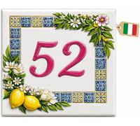 GFD Numero Civico Personalizzato su Mattonella Ceramica - Ideale per Esterno Casa - Personalizzabile con Testo o Foto - in più Dimensioni (10x10 cm)