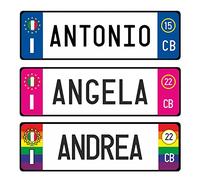 GFD - Targa Auto con Nome o Frase Personalizzata in Alluminio 3 mm - 36 x 11cm - Disponibile Diversi sistemi di fisaggio a Scelta per poterla Fissare in Auto - Made in Italy