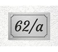 GFD- Targa per esterno con numero civico personalizzato - Laminato in plastico - Disponibile su varie misure - Spessore di 3.2 mm - Incisione Nera su Sfondo Acciaio spazzolato - Made in Italy