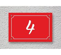GFD - Targa per esterno con numero civico personalizzato - Laminato in plastico - Disponibile su varie misure - Spessore di 3.2 mm - Incisione Bianca su Sfondo Rosso - Made in Italy