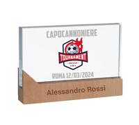 GFD Targa Personalizzata Cristallo Base in Legno - Targa Premio Personalizzabile - Targhetta Scrivania e Targa Ufficio - Idea Regalo Compleanno, Anniversario, Pensione e Matrimonio (Orizzontale)