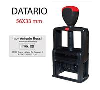 GFD - Timbro Personalizzabile Auto Inchiostrante - Misura: 56x 33mm - 4 righe - Include Datario - Colore dell'inchiostro a scelta - Testo personalizzabile - Made in Italy