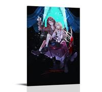 GFDGWZVOC Poster decorativo da parete a tema anime con angeli della morte, poster su tela e decorazione moderna per la camera da letto, 60 x 90 cm, con cornice