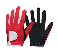 GFDSGRE Guanti Golf 1 paio Gloves Golf Bambini Junior Children Left Destra Mano Rain Grip 3D Performance Mesh antiscivolo Micro fibra morbida(Red,M)
