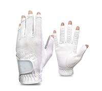 GFDSGRE Guanti Golf 1 Pair senza dita Guanti da golf Ladies Moda Grip Gloves for Golf Escursionismo Paddling Guidando la guida sinistra e destra(White,19)