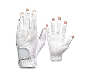 GFDSGRE Guanti Golf 1 Pair senza dita Guanti da golf Ladies Moda Grip Gloves for Golf Escursionismo Paddling Guidando la guida sinistra e destra(White,18)