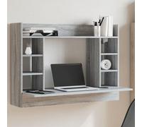 GFDWPUY Scrivania da parete grigio Sonoma, 105 x 48 x 75 cm, in legno con | Salvaspazio, resistente all'umidità, robusto, ripiano superiore, scomparti laterali, molto spazio, postazione di lavoro per