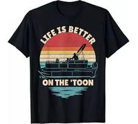GFG23rwer Life Is Better On The Toon Pontoon Boat Boater Funny T-Shirt Size M-4XL