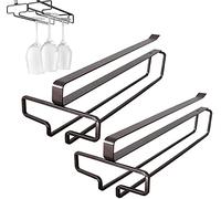 GFHOOZ Portabicchieri da Vino per Uso Domestico da 2 Pezzi, portabicchieri per armadietto da Vino, portabicchieri da Vino, portabottiglie da Appendere (Marrone)