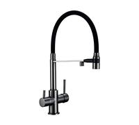 GFHOOZ Rubinetti per lavello da Cucina, Rubinetto da Cucina Estraibile a 3 Vie in Ottone ad Arco Alto con Doppia Maniglia, rubinetti per lavello da Cucina Caldi e Freddi montat