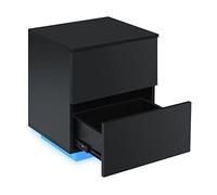 GFHTRELY Divano Scrivania Comodino con Illuminazione Comodino Semplice mobili for Camera da Letto for Letto Mobile a Doppio cassettiera Mobile Laterale Tavolino(Black)