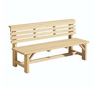 GFHTRELY Mobili da ingresso semplice panca da esterno, sedie da parco in legno massello, panca rustica da esterno in legno con schienale per balcone, patio, veranda, cortile, sedie da esterno (150 cm)