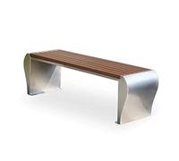 GFHTRELY Panca da esterno in acciaio inox, panca da giardino in plastica e legno, schienale per il tempo libero, sedia da parco (B)