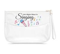 Gfhzdmf Borsa per il trucco trasparente per ragazze per amanti della musica, regalo di apprezzamento per insegnante di musica, allenatore, borsa cosmetica, regalo di Natale per compleanno, per figlia,