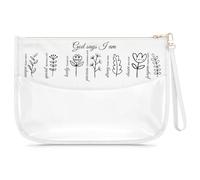 Gfhzdmf Regalo cristiano per ragazza borsa per il trucco trasparente Regali ispiratori per donne amiche Religiosa Bibbia Verso Regalo per mamma sua amica Borsa cosmetica Compleanno Pasqua Battesimo