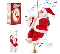 Gfilay Babbo Natale che si arrampica con musica, ciondolo a forma di albero di Natale, ornamento novità arrampicata Babbo Natale su corda, decorazione per le vacanze, ottimo regalo