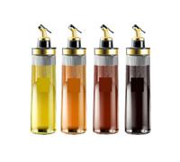 GFJHdfhE Set Olio e Aceto, Oliera, Set Da 4 Pezzi Di Bottiglia Condimento For Salsa Soia E Aceto In Vetro, Serbatoio For Olio Cucina Kit da Tavola(Gold,29cm)
