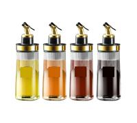 GFJHdfhE Set Olio e Aceto, Oliera, Set Da 4 Pezzi Di Bottiglia Condimento For Salsa Soia E Aceto In Vetro, Serbatoio For Olio Cucina Kit da Tavola(Gold,22cm)