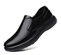 GFJTJAO Scarpe Uomo Scarpe Antiscivolo morbide da Uomo Mocassini Invernali in Gomma da Uomo Scarpe Casual in Pelle(Schwarz,43 EU)