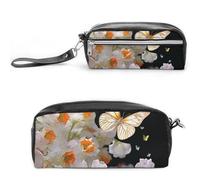 GFLFMXZW Beauty case da viaggio per donne, con farfalle, narciso, fiori, borsa per il trucco, grande, organizer per trucchi, farfalle, fiori di narciso, 20 x 10 x 5,5 cm, borsa per cosmetici