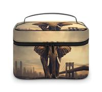 GFLFMXZW Beauty case da viaggio per donne, elefante su un ponte, borsa per il trucco per borsa grande organizer per il trucco, borsa per ricezione, elefante su un ponte, 25 x 18 x 15 cm, borsa per