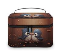 GFLFMXZW Beauty case da viaggio per donne Love Birdie Stripe Makeup Pouch per borsa grande organizer per trucco borsa per ricevimento, Love Birdie Stripe, 25 x 18 x 15 cm, borsa cosmetica