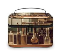 GFLFMXZW Beauty case da viaggio per donne, vintage, chimica, laboratorio, borsa per trucchi, grande, organizer per trucchi, borsa per ricevimenti, laboratorio di chimica vintage, 25 x 18 x 15 cm