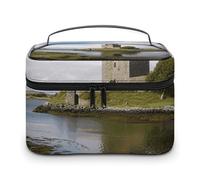 GFLFMXZW Beauty case da viaggio per donne, vista del castello di Dunguaire, borsa per il trucco per borsa grande organizer per il trucco borsa per ricezione, vista del castello di Dunguaire, 25 x 18 x