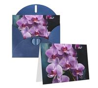 GFLFMXZW Bellissimi biglietti di auguri con stampa di orchidee viola, con buste, biglietti di ringraziamento per tutte le occasioni, 10,2 x 15,2 cm