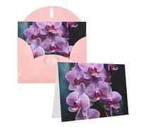 GFLFMXZW Bellissimi biglietti di auguri con stampa di orchidee viola, con buste, biglietti di ringraziamento per tutte le occasioni, 10,2 x 15,2 cm