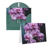 GFLFMXZW Bellissimi biglietti di auguri con stampa di orchidee viola, con buste, biglietti di ringraziamento per tutte le occasioni, 10,2 x 15,2 cm