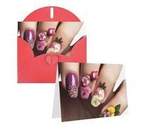GFLFMXZW Bellissimi biglietti di auguri con stampa di unghie, biglietti di auguri vuoti con buste, biglietti di ringraziamento per tutte le occasioni, 10,2 x 15,2 cm