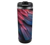 GFLFMXZW Bicchiere in acciaio inox con stampa di ali di pappagallo, con coperchio e cannuccia, bicchieri isolati a doppia parete, bottiglia d'acqua sottovuoto da viaggio, tazza da caffè, regalo per