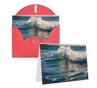 GFLFMXZW Biglietti di auguri con stampa a onde d'acqua sul mare, biglietti vuoti con buste, set di biglietti di ringraziamento per tutte le occasioni, 10,2 x 15,2 cm