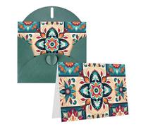GFLFMXZW Biglietti di auguri con stampa araba indiana a quadri, biglietti di auguri vuoti con buste, biglietti di ringraziamento per tutte le occasioni, 10,2 x 15,2 cm