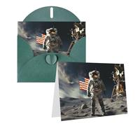 GFLFMXZW Biglietti di auguri con stampa astronauta che atterrano sulla luna, biglietti vuoti con buste, set di biglietti di ringraziamento per tutte le occasioni, 10,2 x 15,2 cm