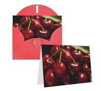 GFLFMXZW Biglietti di auguri con stampa di ciliegie rosse, biglietti vuoti con buste, set di biglietti di ringraziamento per tutte le occasioni, 10,2 x 15,2 cm
