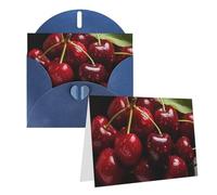 GFLFMXZW Biglietti di auguri con stampa di ciliegie rosse, biglietti vuoti con buste, set di biglietti di ringraziamento per tutte le occasioni, 10,2 x 15,2 cm
